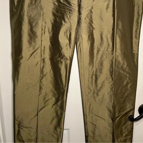 Connie Robertson 100% Silk Olive Green Suit Pants - Picture 5 of 11